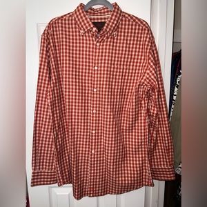 Tre Vero Orange Flannel Button Up Shirt, Size L, NWT